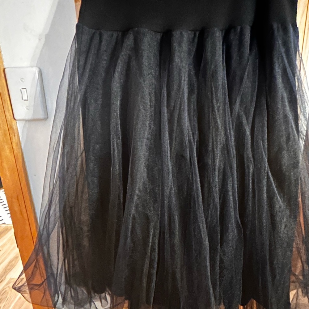 Black Asymmetrical Ruffled Maxi Skirt